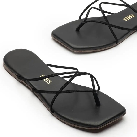 TKEES Elle Square Toe Black Sandals Size 8 - Picture 2 of 6